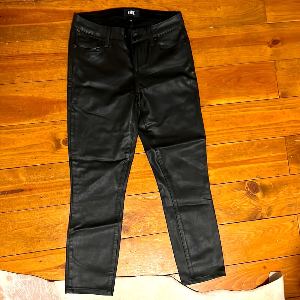 Paige Denim coated black “leather” pants